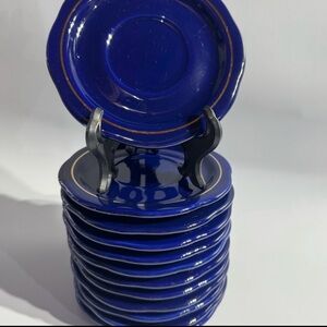 Set Of 12 Cobalt Blue Gold Waechtersbach W Germany Winter Dream 5” saucer Plates